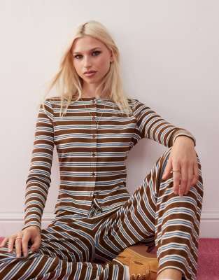 COLLUSION - Gerippte Strickjacke mit Streifen, Kombiteil-Bunt