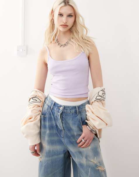 COLLUSION – Geripptes Cropped-Camisole in Flieder - view 1
