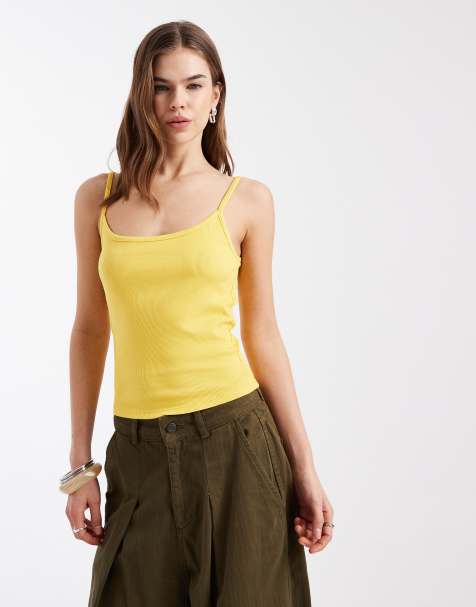 COLLUSION – Geripptes Cropped-Camisole in Gelb - view 1