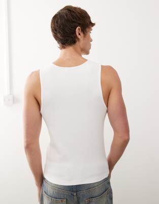 COLLUSION ribbed vest in white 
