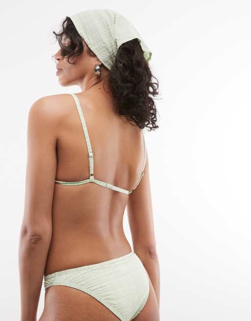 COLLUSION - Geruit triangel bikinitopje met textuur in groen, 2 van 4