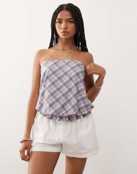 COLLUSION - Geruite bandeau-top in multi - view 1