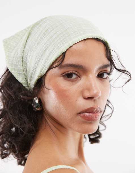 COLLUSION - Geruite hoofddoek met textuur in groen - view 1