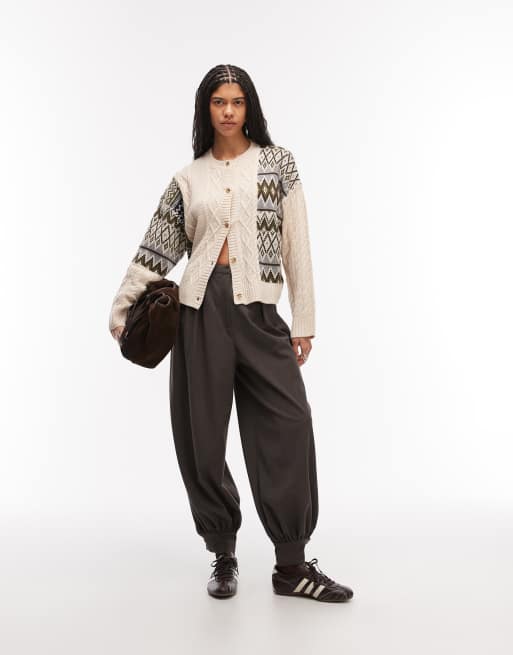 COLLUSION - Gesplitst vest met kabels en Fair Isle-motief, 2 van 4