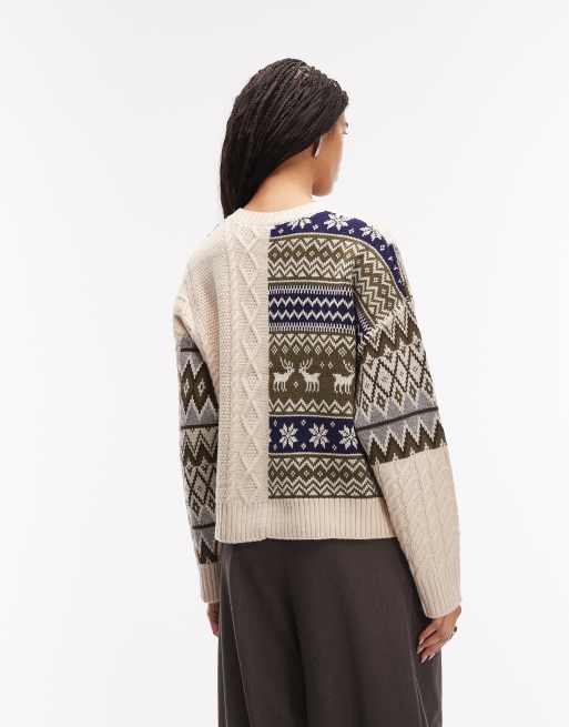 COLLUSION - Gesplitst vest met kabels en Fair Isle-motief, 3 van 4