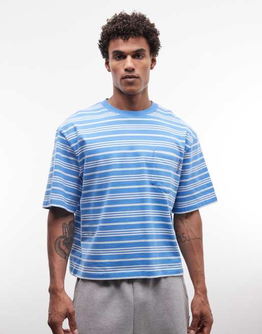 COLLUSION - Gestreept T-shirt met zakdetail in blauw, 3 van 5