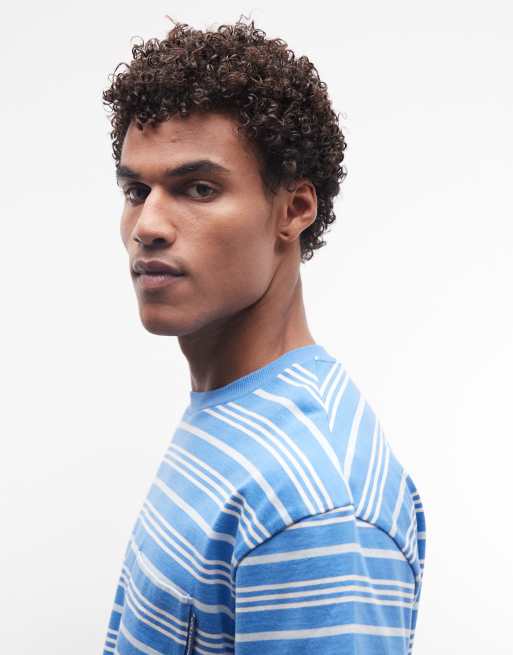 COLLUSION - Gestreept T-shirt met zakdetail in blauw, 4 van 5