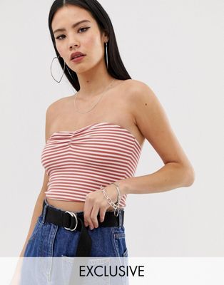 COLLUSION - Gestreepte bandeau-top-Rood