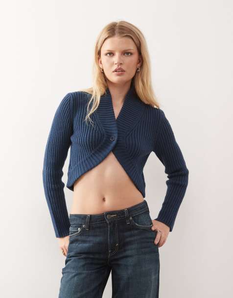 COLLUSION – Gestreifte Bolero-Strickjacke in Blau - view 1