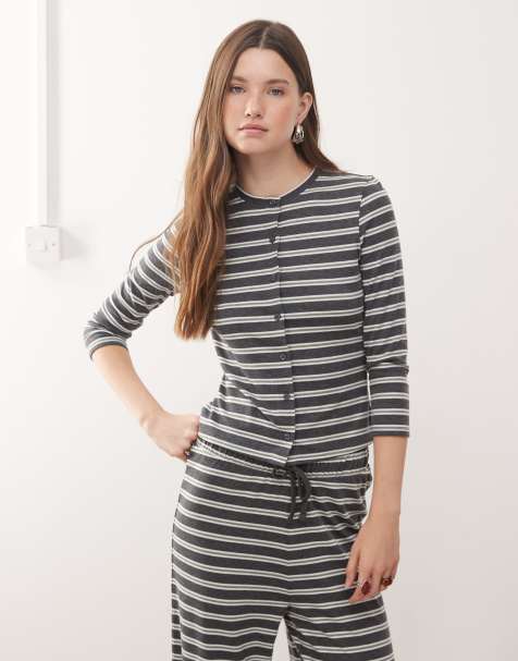 COLLUSION – Gestreifte Strickjacke mit Knopfleiste, Kombiteil - view 1