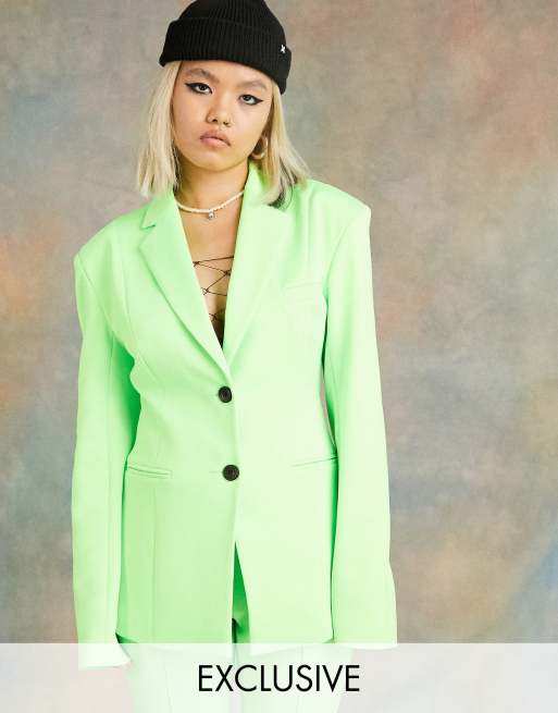 COLLUSION - Getailleerde blazer in neongroen