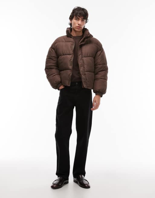 COLLUSION - Gewatteerd puffer jack in chocoladebruin, 2 van 5