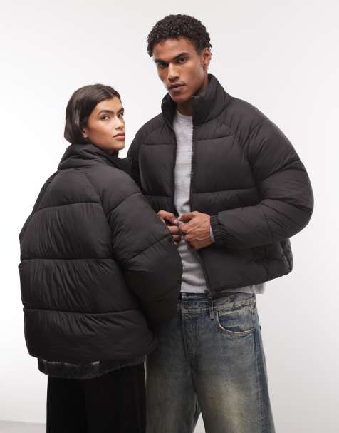 COLLUSION giacca puffer unisex con collo a imbuto nera - view 1