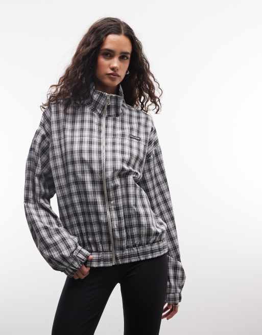 COLLUSION - Giacca sportiva in nylon con collo a imbuto a quadri in coordinato, 2 di 4