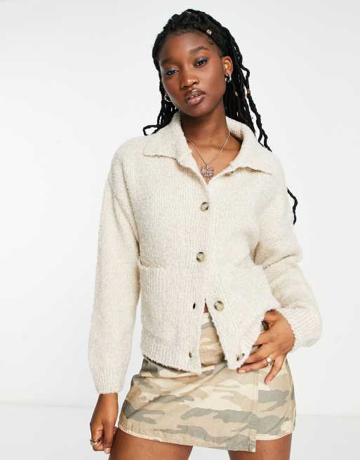 COLLUSION - Gilet boutonné en maille - Crème