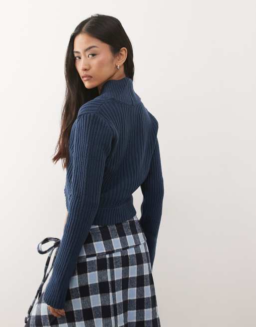 Gilet Femme En Laine Chiné - Style Boléro - Fait Main En France - Taille L - Parfait état