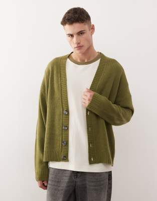 COLLUSION - Gilet en maille - Vert olive