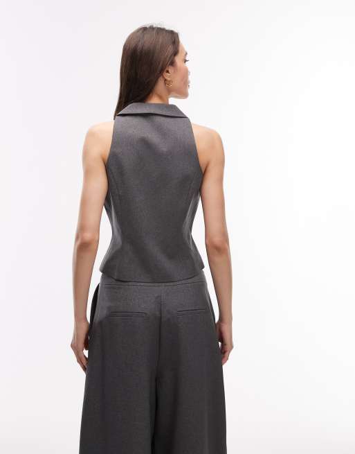 COLLUSION - Gilet grigio con zip sul davanti, 3 di 4