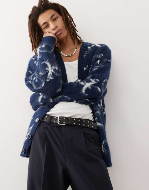COLLUSION - Gilet oversize en maille duveteuse avec logos - Bleu - view 1