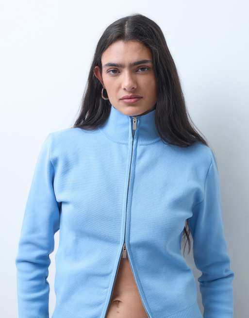 COLLUSION gilet zippé en maille compacte bleu, 5 de 10