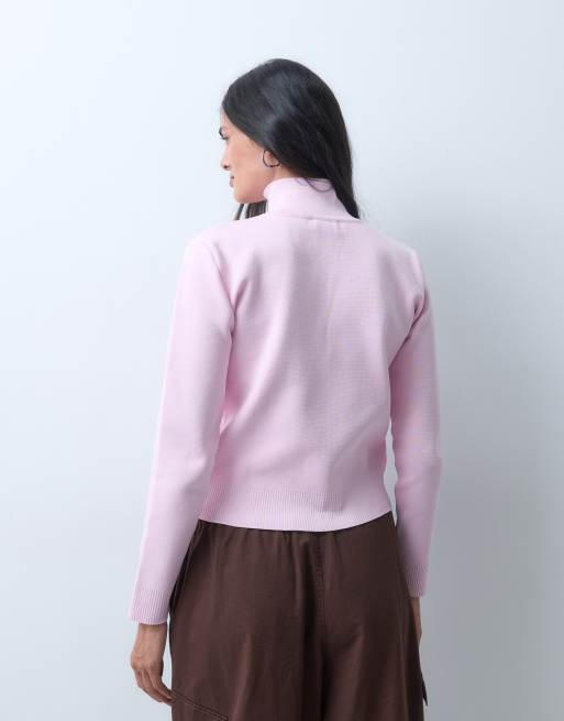 COLLUSION gilet zippé en maille compacte rose, 5 de 5