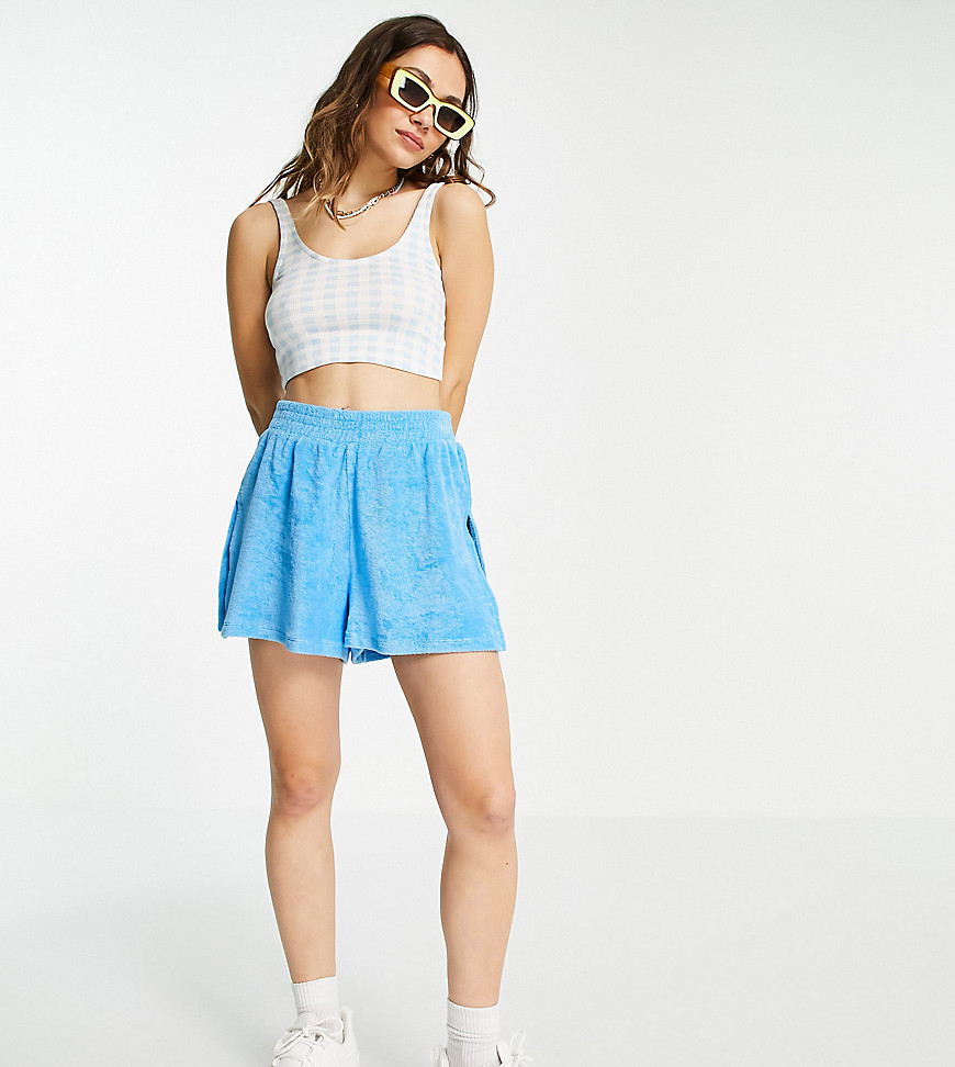 COLLUSION gingham coordinating cropped tank-Blues