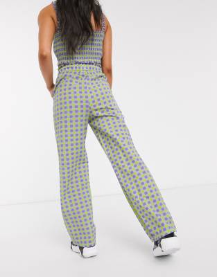 gingham pants high waisted