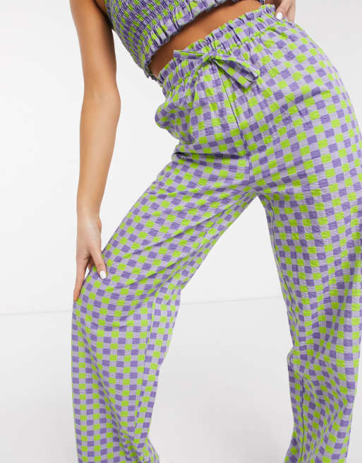 COLLUSION gingham high waist pants, 3 of 4