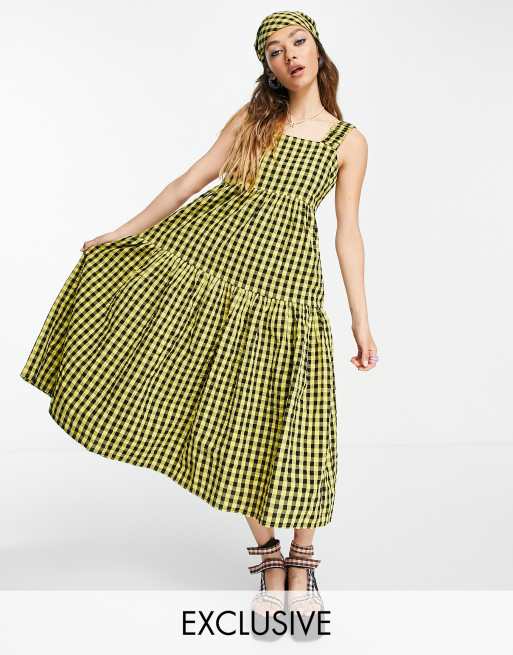 Gingham tiered outlet dress