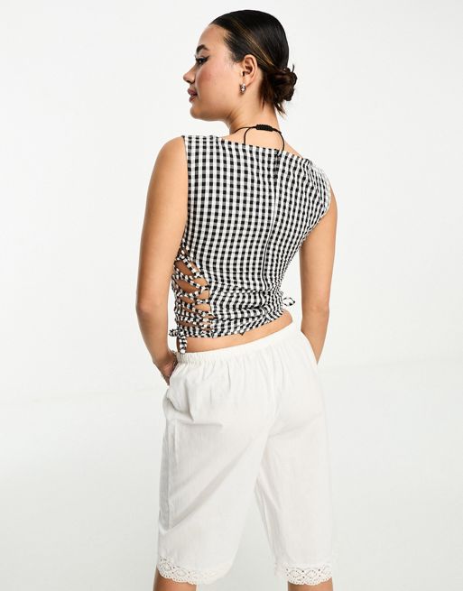 ASOS DESIGN backless crop top with tie detail