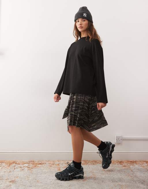 COLLUSION - Gonna allacciata in vita con stampa mimetica tigrata e dettaglio ad anello