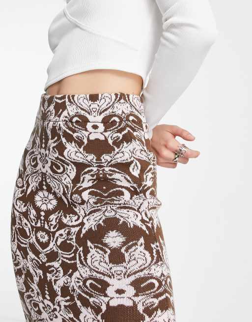 COLLUSION - Gonna in maglia con stampa jacquard, 4 di 4