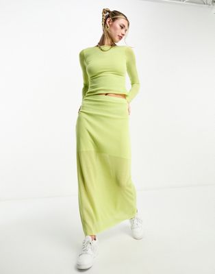 COLLUSION knit column maxi skirt in green - ASOS Price Checker
