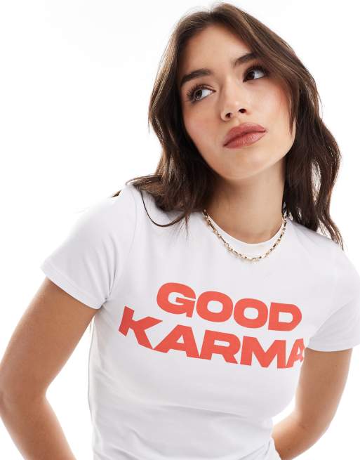 COLLUSION good karma slogan baby tee, 4 of 4