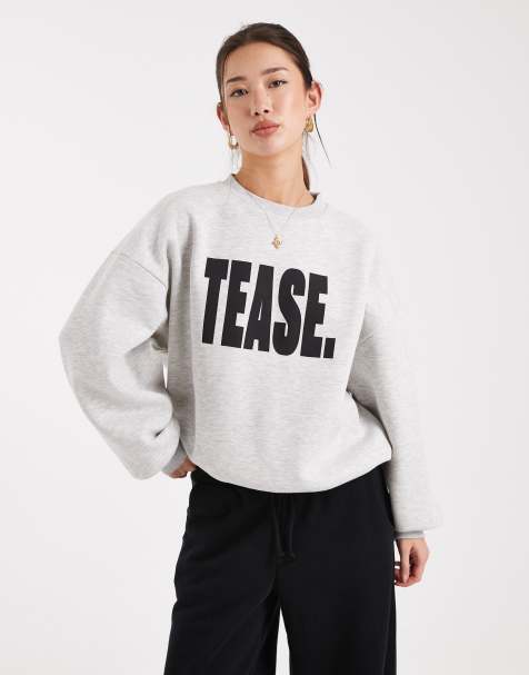COLLUSION - Grå afslappet sweatshirt med 'TEASE'-print - view 1
