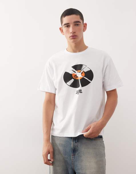 COLLUSION - Grå smal T-shirt med grafik - view 1