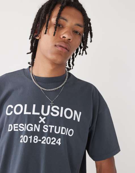 COLLUSION - Grå T-shirt med logo - view 1