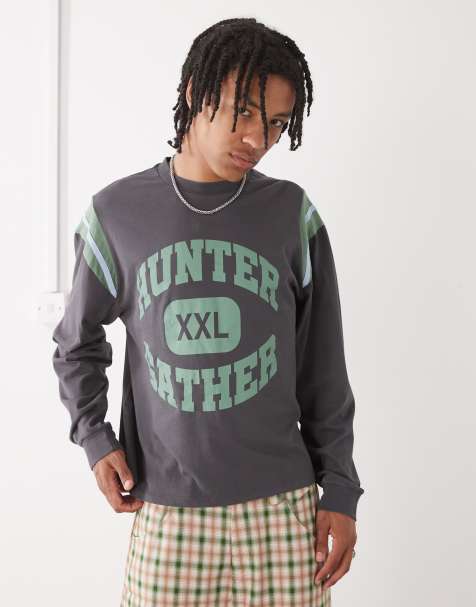 COLLUSION long sleeve relaxed printed t-shirt in charcoal