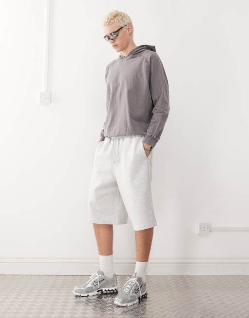 COLLUSION – Gråmelerade, avslappnade joggingshorts i jersey och skaterstil, 3 av 5