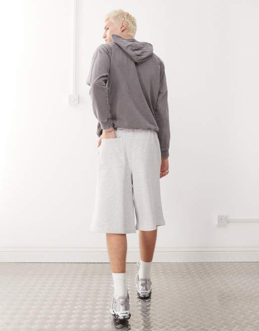 COLLUSION – Gråmelerade, avslappnade joggingshorts i jersey och skaterstil, 5 av 5