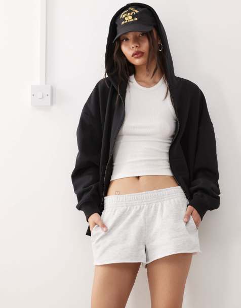 COLLUSION – Gråmelerade, mikrolånga mjukisshorts - view 1