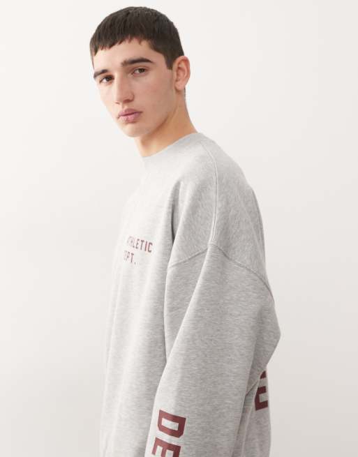 COLLUSION - Gråmeleret sweatshirt med branding og print på ryggen, 2 af 5