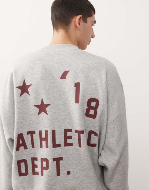 COLLUSION - Gråmeleret sweatshirt med branding og print på ryggen, 3 af 5