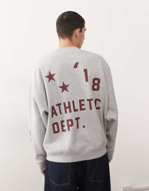 COLLUSION - Gråmeleret sweatshirt med branding og print på ryggen, 4 af 5