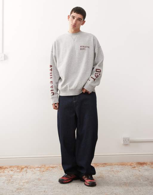COLLUSION - Gråmeleret sweatshirt med branding og print på ryggen, 5 af 5