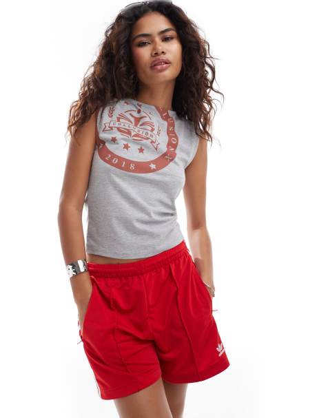 COLLUSION - Gråmeleret tanktop med college-print - view 1