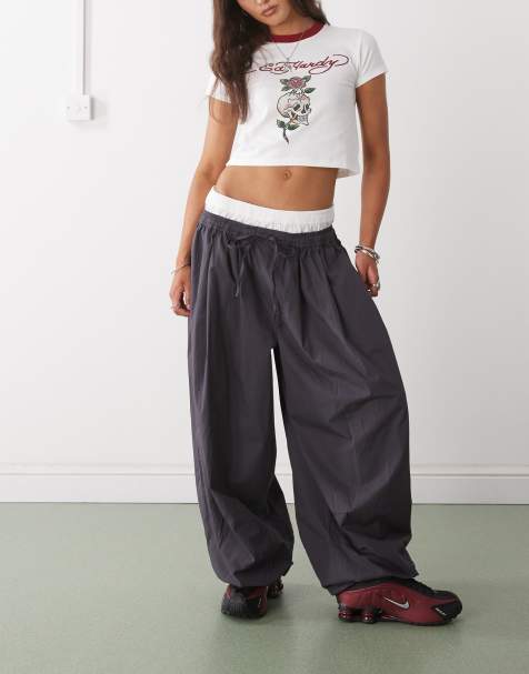 COLLUSION boxer detail balloon trousers in navy