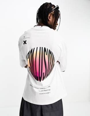 COLLUSION graphic back print t-shirt in white