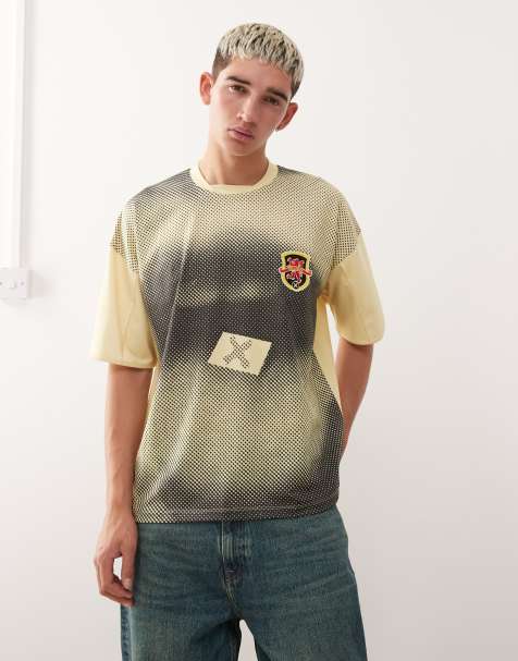 COLLUSION graphic football top in yellow - view 1