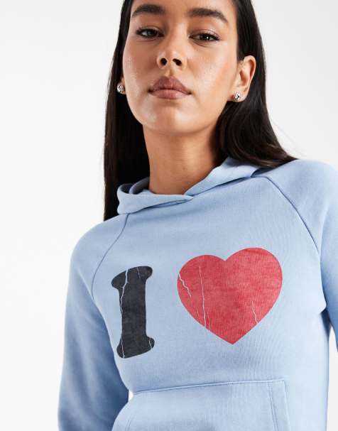 COLLUSION graphic I HEART hoodie in blue - view 1